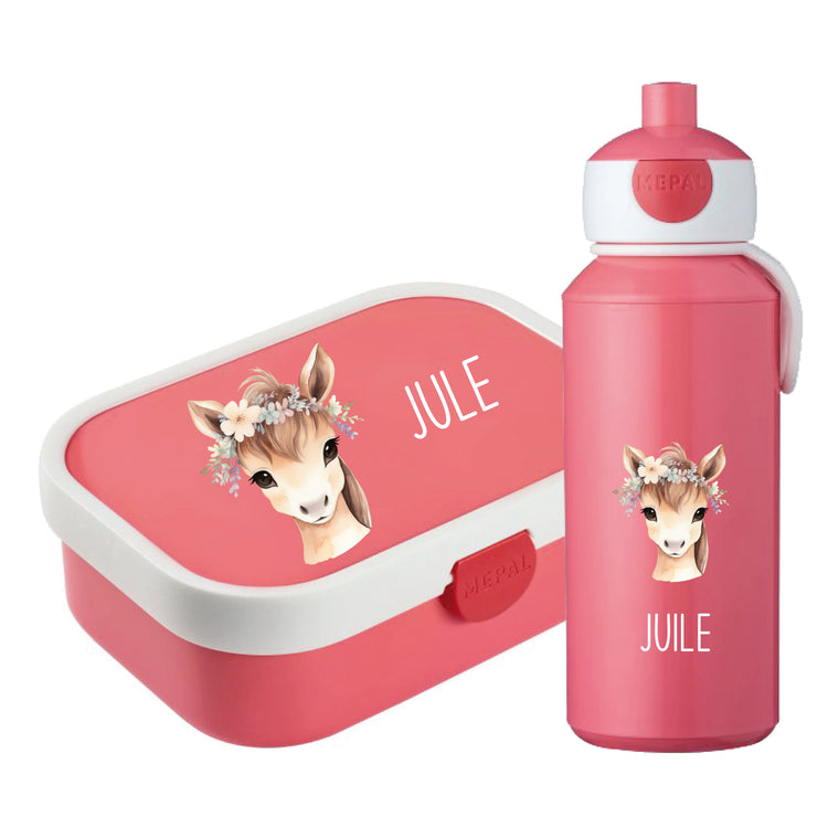 Mepal Brotdose & Trinkflasche Tiere mit Blumen