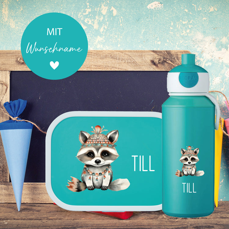 Mepal Brotdose & Trinkflasche Tiere mit Blumen