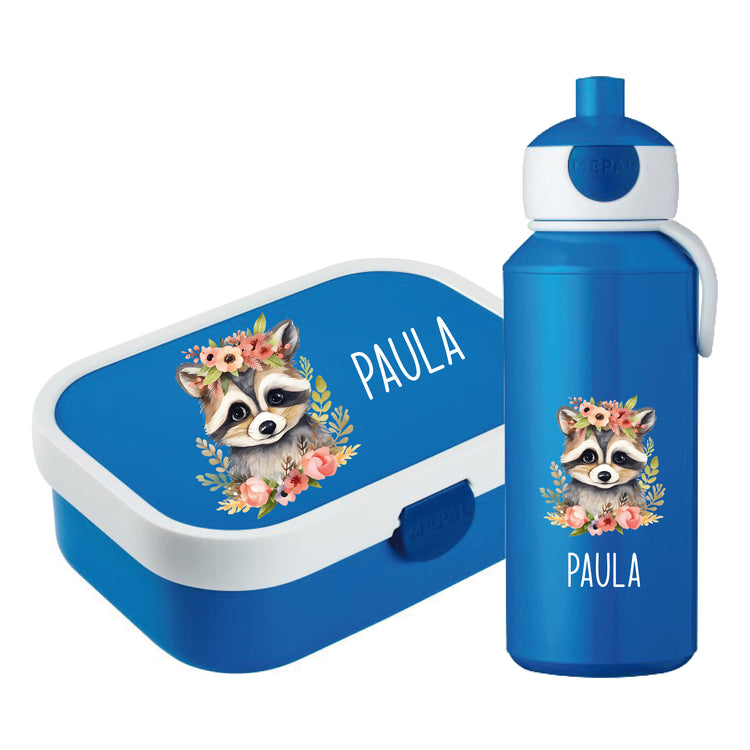 Mepal Brotdose & Trinkflasche Tiere mit Blumen