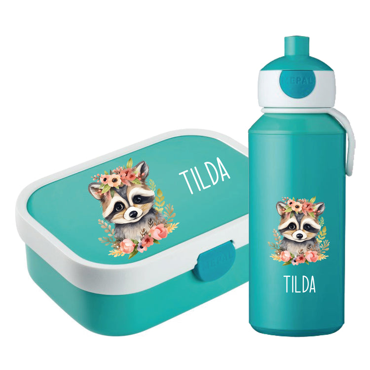 Mepal Brotdose & Trinkflasche Tiere mit Blumen