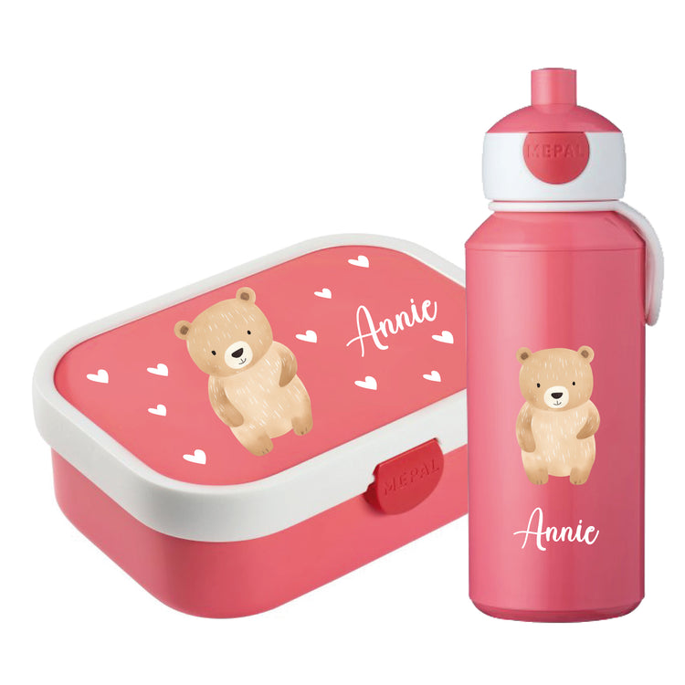Mepal Brotdose & Trinkflasche Tiere mit Herzen