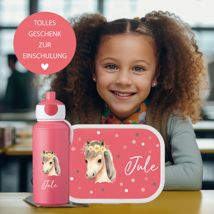 Mepal Brotdose & Trinkflasche Tiere mit Punkten