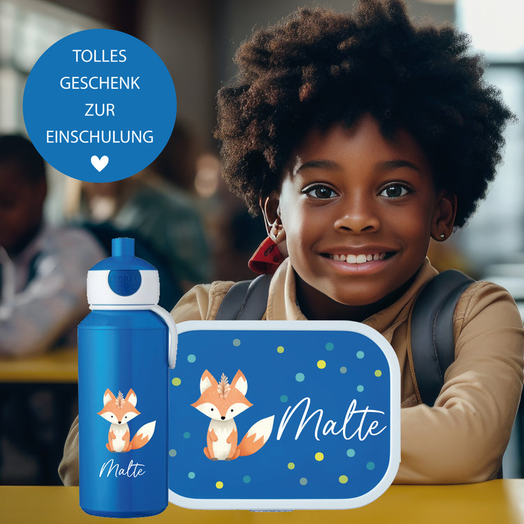 Mepal Brotdose & Trinkflasche Tiere mit Punkten