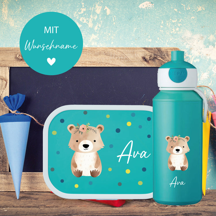 Mepal Brotdose & Trinkflasche Tiere mit Punkten