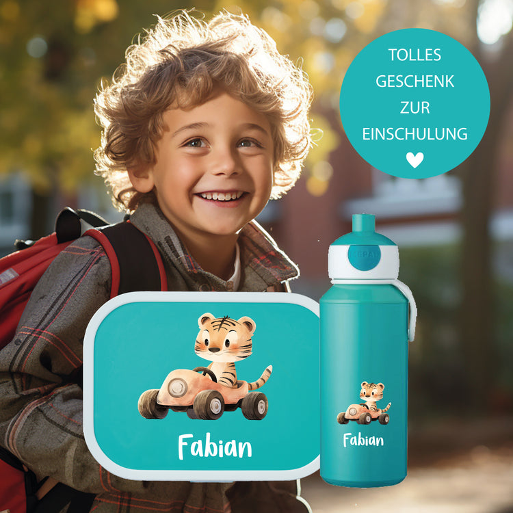 Mepal Brotdose & Trinkflasche Tierauto