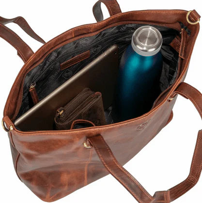 BenBag-Set 2: Shopper Tasche Cognac (8-teiliges Set, Premium-Leder)