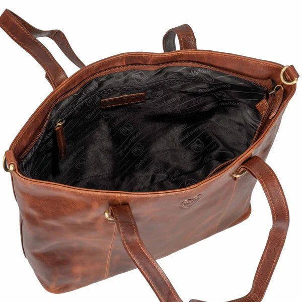 BenBag-Set 2: Shopper Tasche Cognac (8-teiliges Set, Premium-Leder)