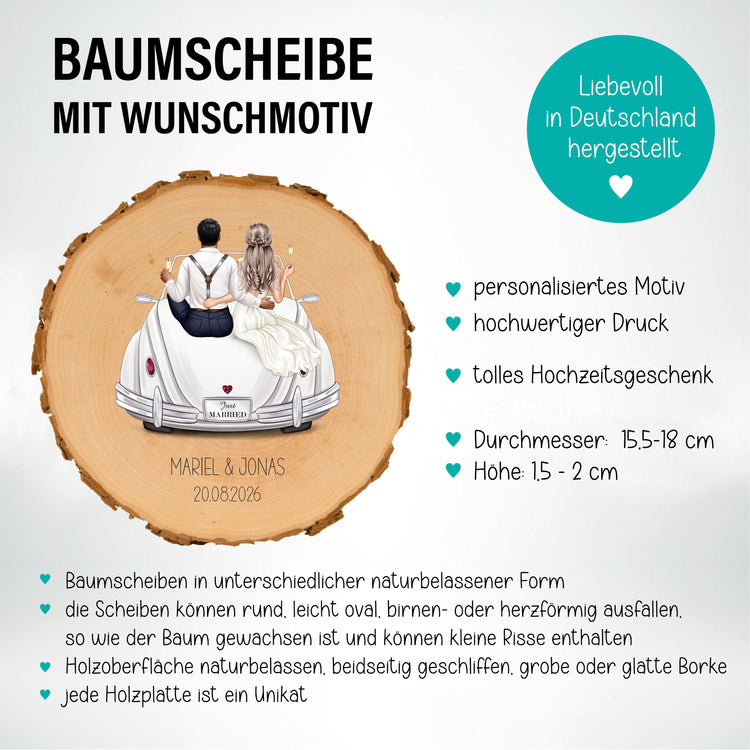 Baumscheibe zur Hochzeit - Hochzeitsauto - personalisierbar (Kopie) - TEST