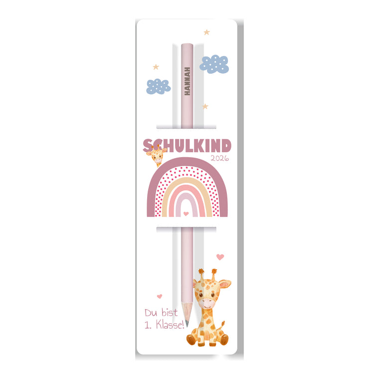 Bleistift Schulkind Design Regenbogen - personalisiert
