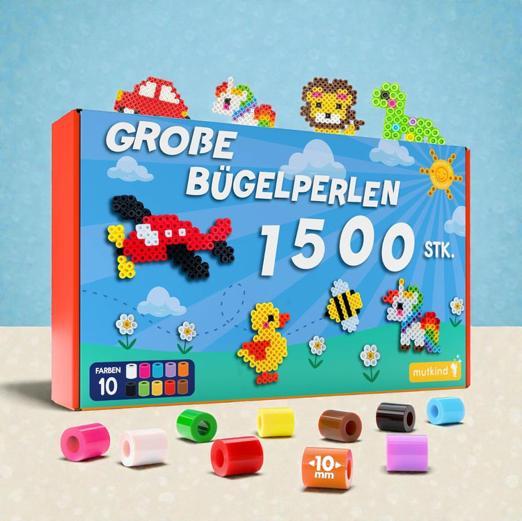1500x Bügelperlen Groß in 10 tollen Farben