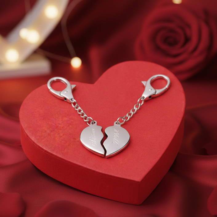 Doppelschlüsselanhänger Herz mit Namen
