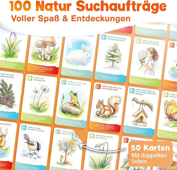 50x Entdeckerkarten für Kinder - Suchspiel zum Natur entdecken