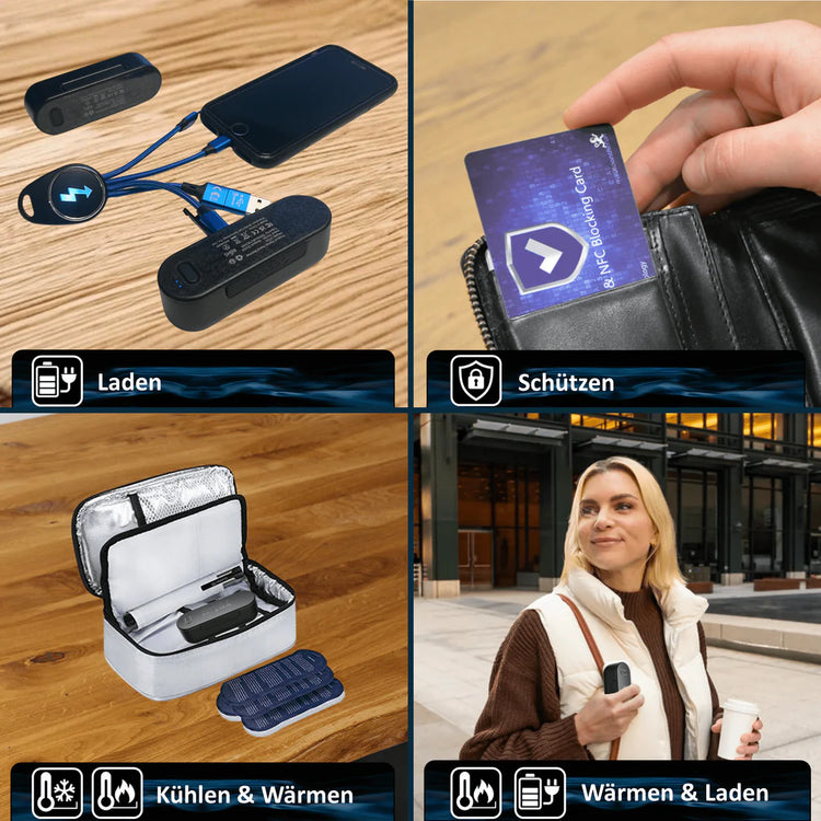 BenBag-Set 2: Shopper Tasche Cognac (5-teiliges Set, Premium-Leder)