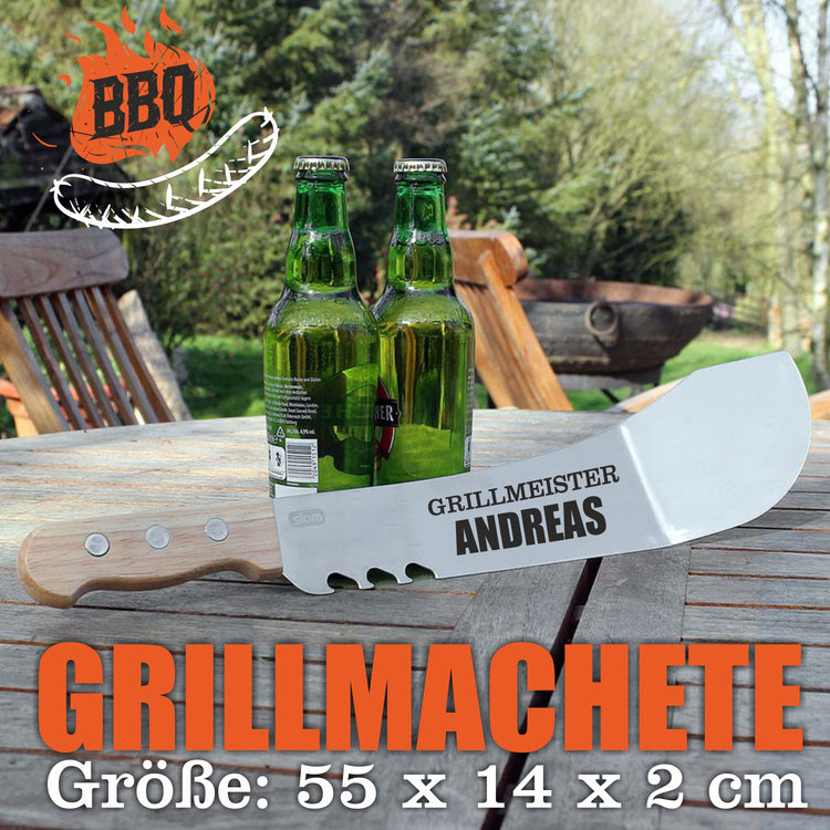 Grillmachete mit Edelstahlklinge Grillmeister - personalisiert mit Namen