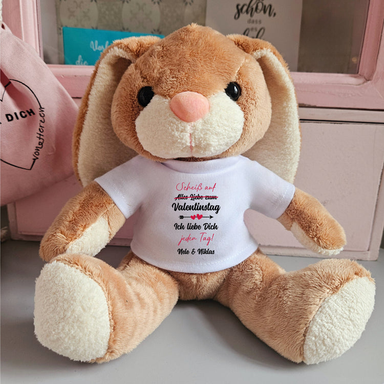 Kuscheltier Hase zum Valentinstag - mit Wunschnamen