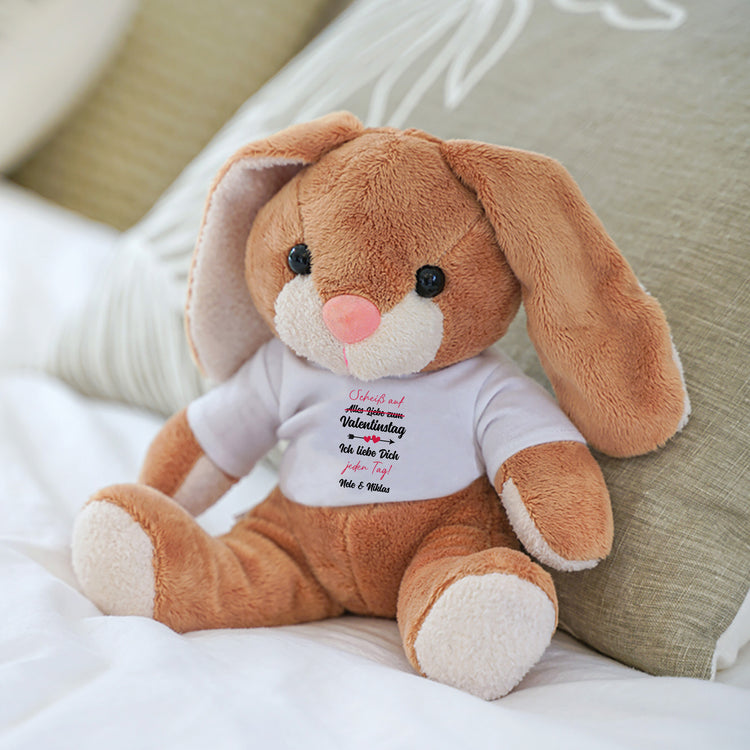 Kuscheltier Hase zum Valentinstag - mit Wunschnamen