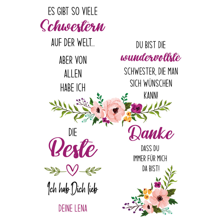 Kerzenhalter Set - Beste Schwester + Wunschname