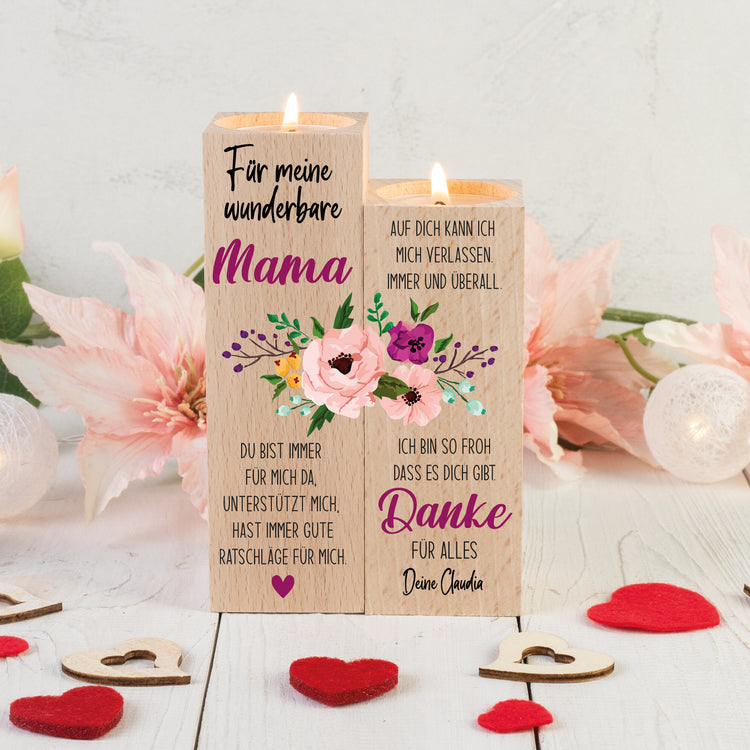 Kerzenhalter Set - Wunderbare Mama + Wunschname