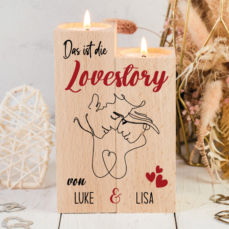 Kerzenhalter Lovestory - personalisiert