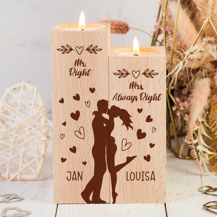 Kerzenhalter Mr. & Mrs. Right - personalisiert