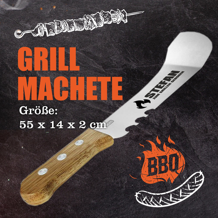 Grillmachete mit Edelstahlklinge NAMEN zum grillen geboren