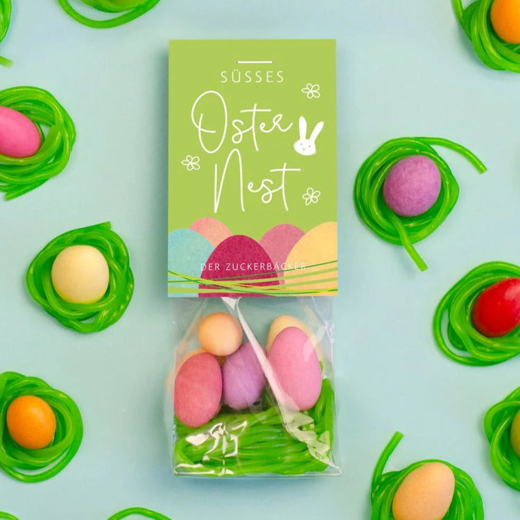 Naschbeutel Süsses Osternest mit Fruchtgummi und Mandeln