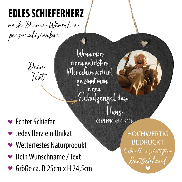 Schieferherz - Geliebter Mensch mit Wunschfoto & Name