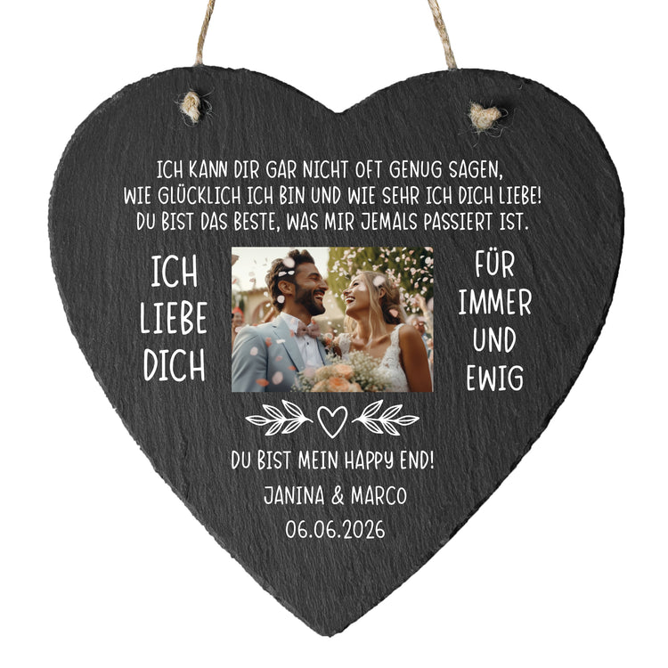 Schieferherz - Ich liebe Dich - mit Wunschfoto & Text