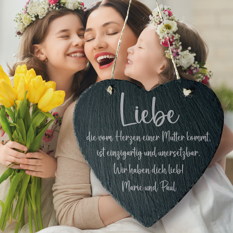 Schieferherz - Liebe Mutter - mit Personalisierung