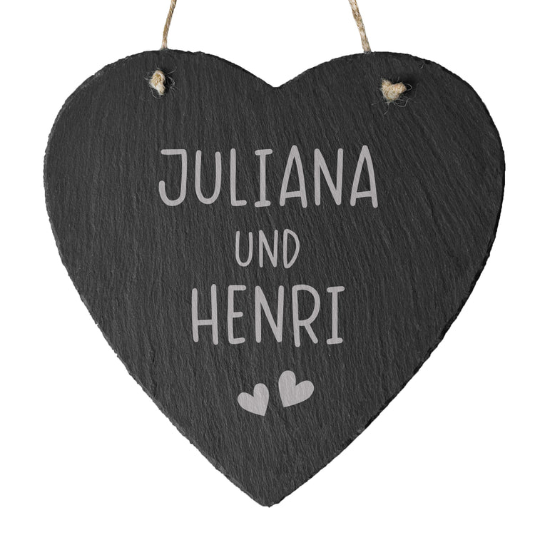Schieferherz - Liebe mit Wunschnamen graviert