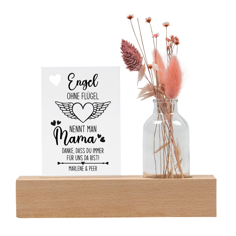 Trockenblumenständer Engel ohne Flügel nennt man Mama mit Vase
