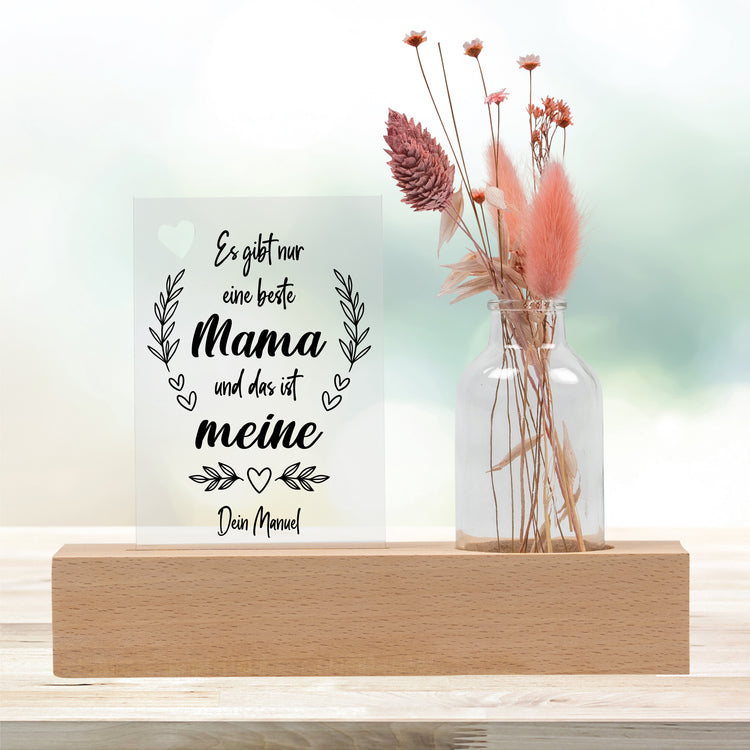Personalisierbarer Trockenblumenständer Beste Mama mit Vase