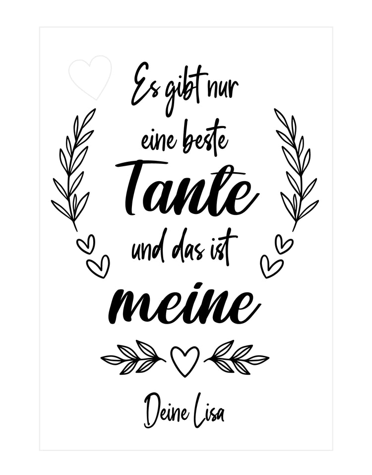 Personalisierbarer Trockenblumenständer Beste Tante mit Vase