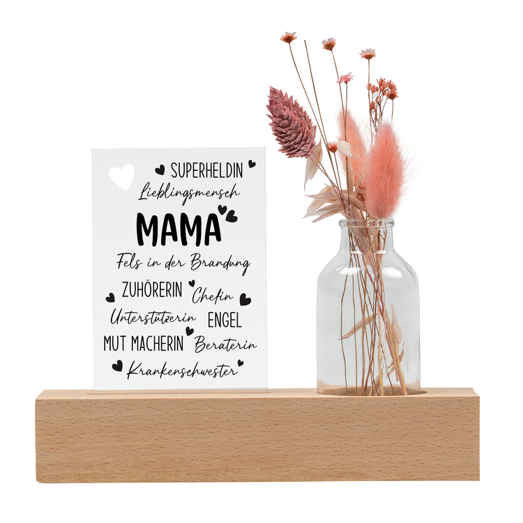 Trockenblumenständer Superheldin Mama mit Vase