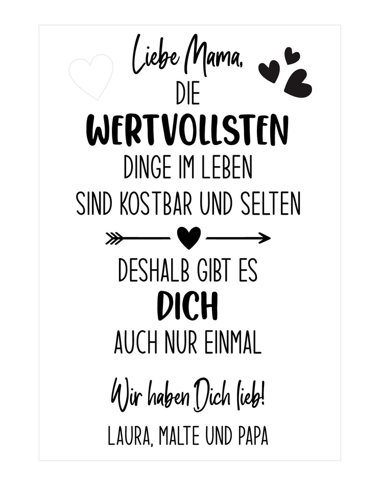 Personalisierbarer Trockenblumenständer Wertvollste Mama mit Vase