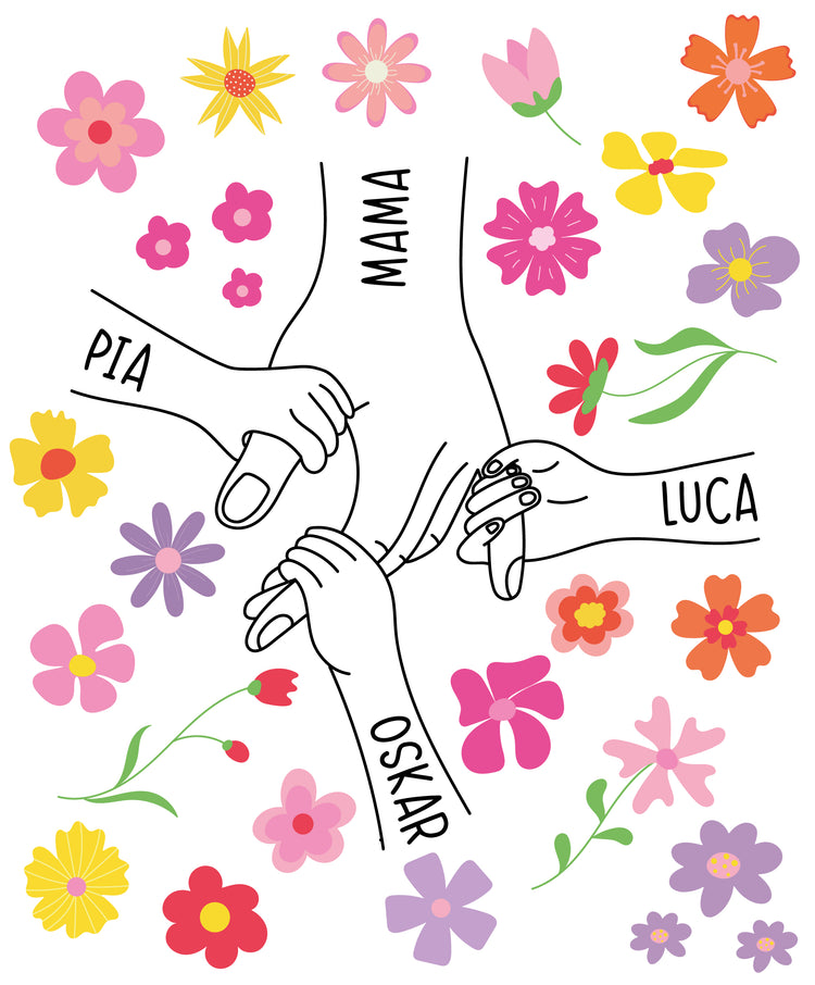 Tasse - Hand in Hand - Familie - mit Personalisierung