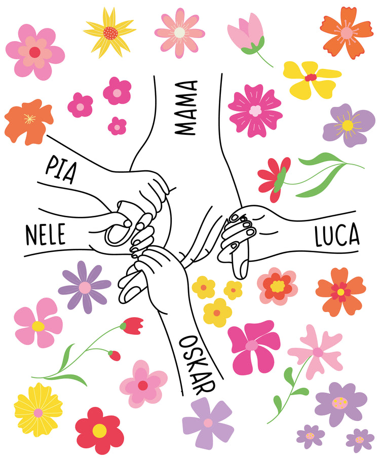 Tasse - Hand in Hand - Familie - mit Personalisierung