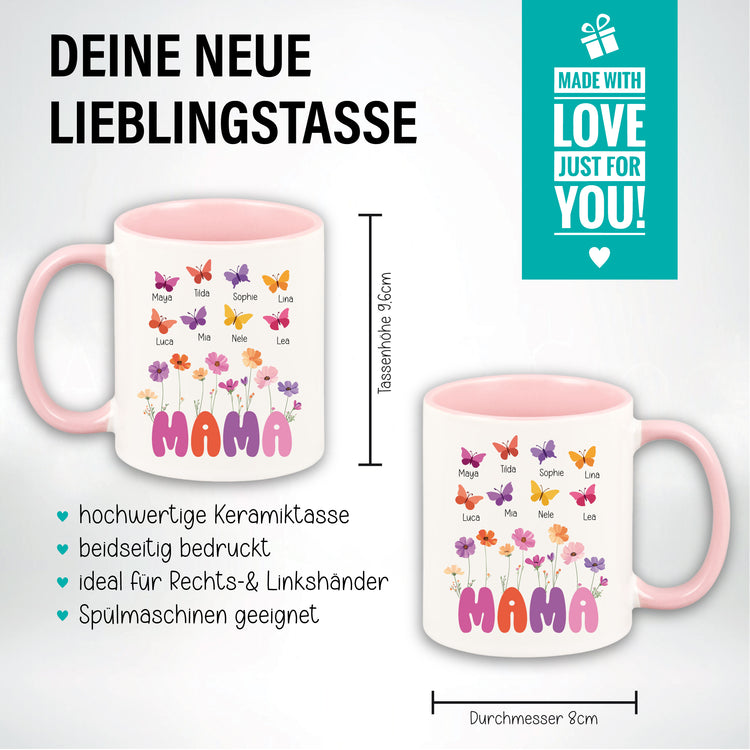 Tasse - Schmetterlinge für Mama - mit Personalisierung