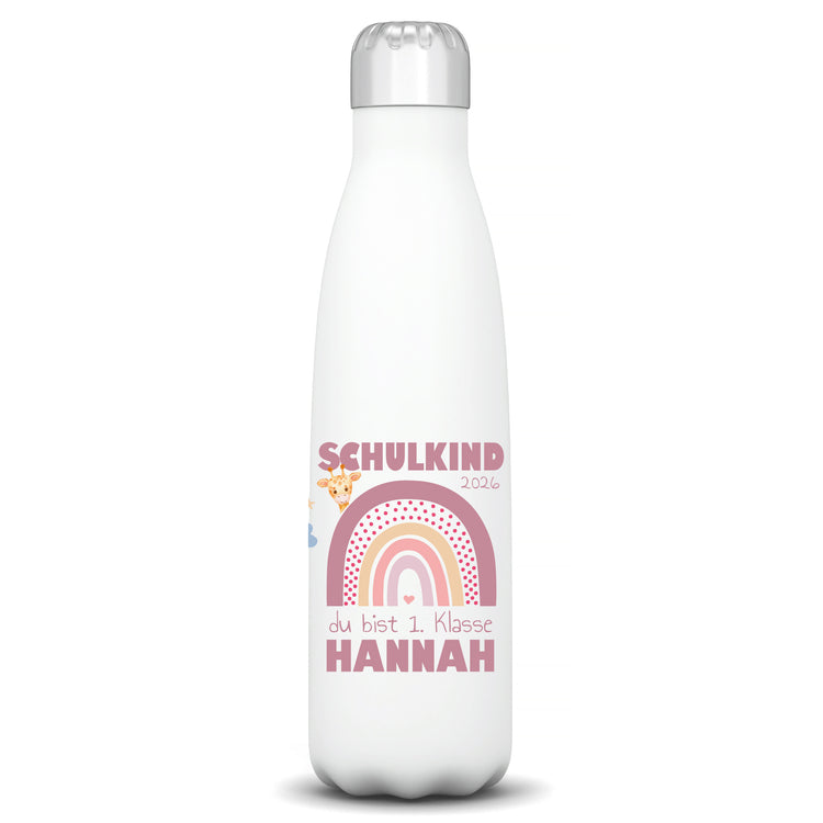 Thermosflasche Schulkind Design Regenbogen - personalisiert