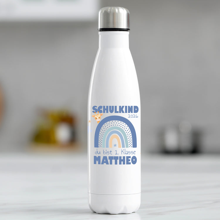 Thermosflasche Schulkind Design Regenbogen - personalisiert