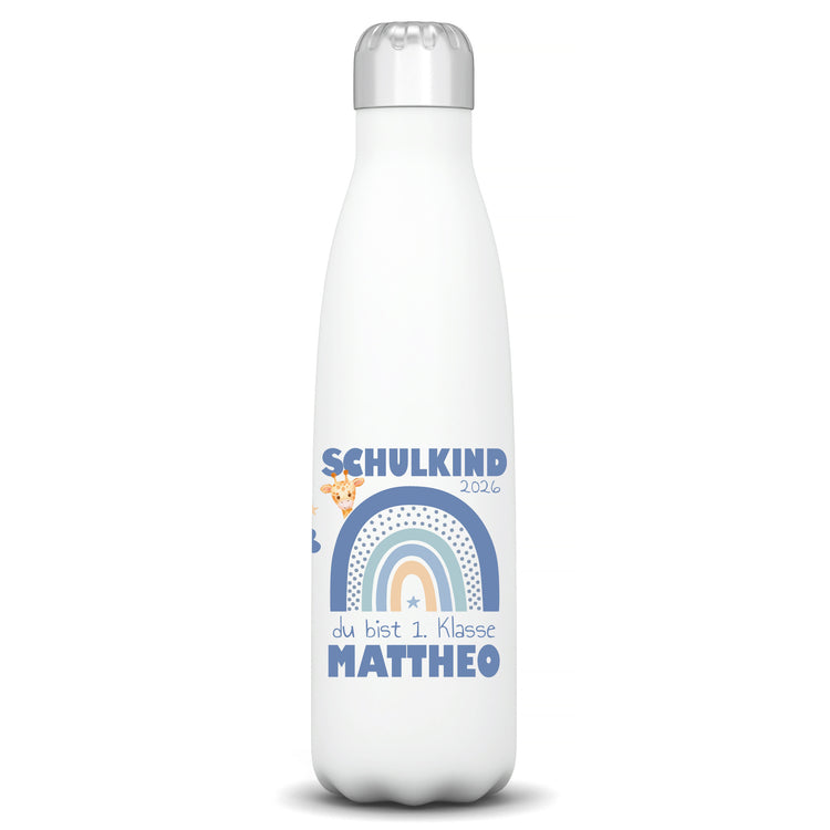 Thermosflasche Schulkind Design Regenbogen - personalisiert