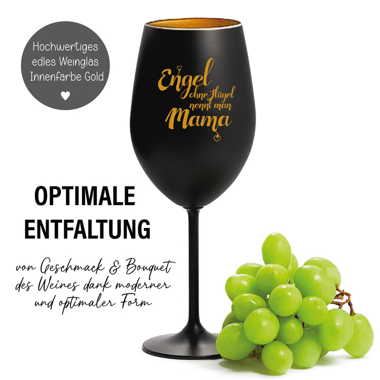 Farbiges Weinglas - Engel ohne Flügel nennt man Mama