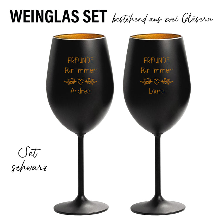 Farbiges Weinglas-Set - Freunde für immer