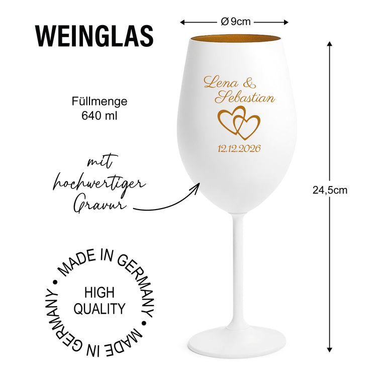 Farbiges Weinglas Set für Paare - Herzen