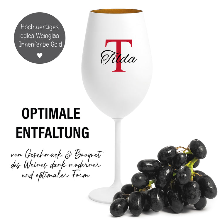Farbiges Weinglas - Monogramm - mit Wunschname