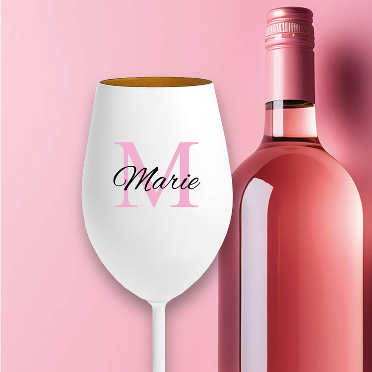 Farbiges Weinglas - Monogramm - mit Wunschname