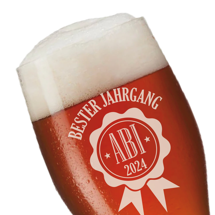 Weizenbierglas Bester Jahrgang Abi 2025