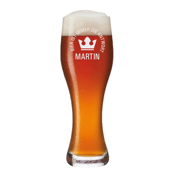 Weizenbierglas Bier ist immer die Antwort - personalisiert