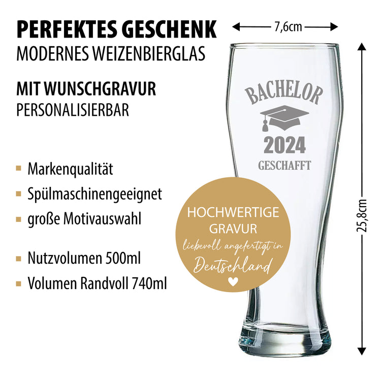 Weizenbierglas Bachelor 2025 geschafft