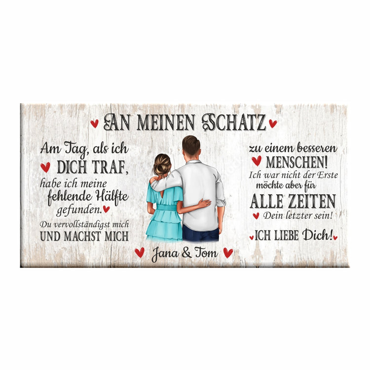 Personalisierte Leinwand An meinen Schatz